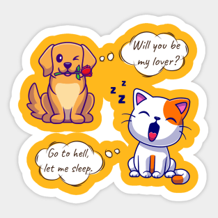 Dog proposing Cat Sticker